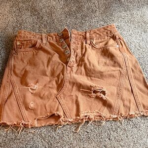 We The Free Distressed Brown Skirt